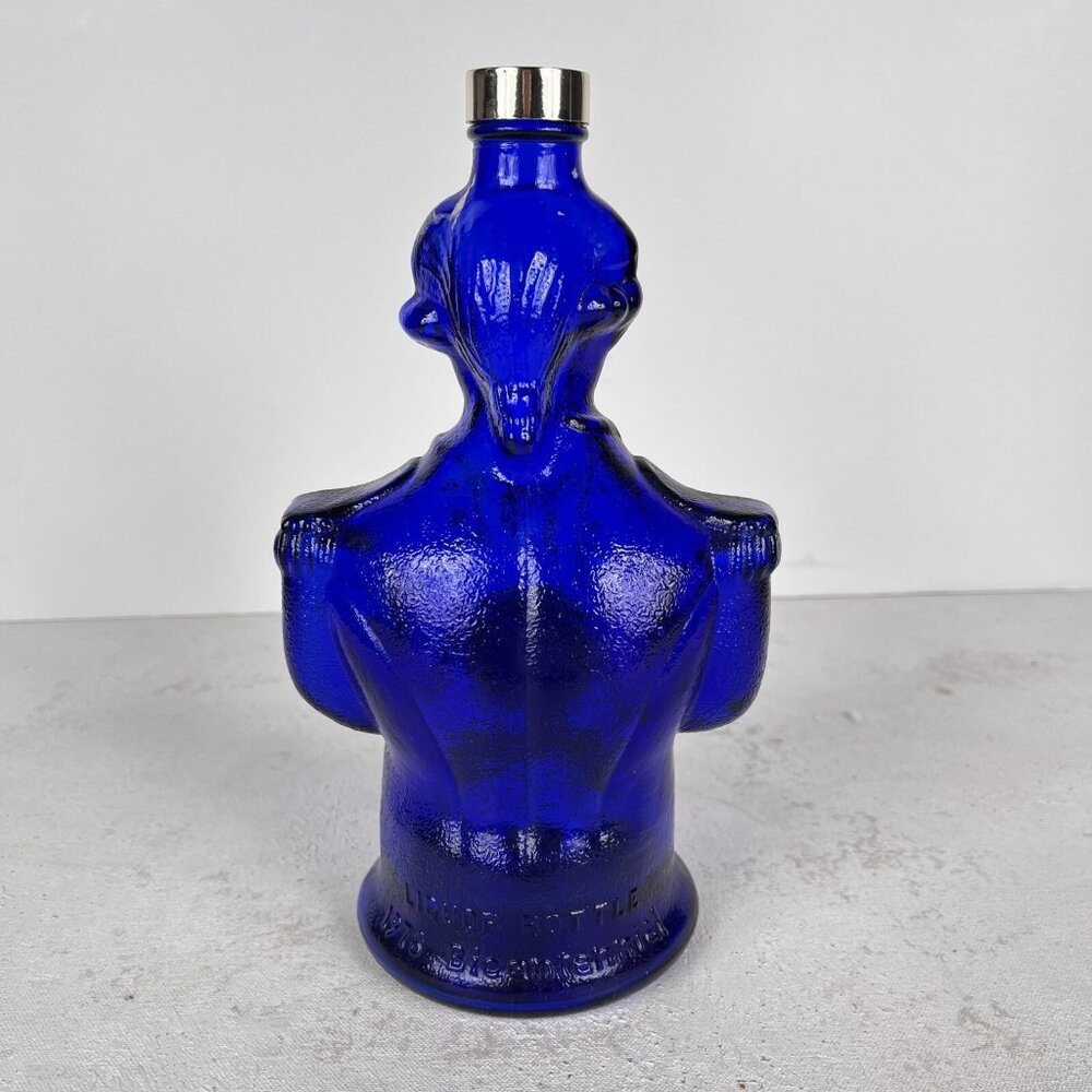 Charles Jacquin Cobalt Blue George Washington Glass Empty Liquor Bottle Vintage - Picture 5 of 7